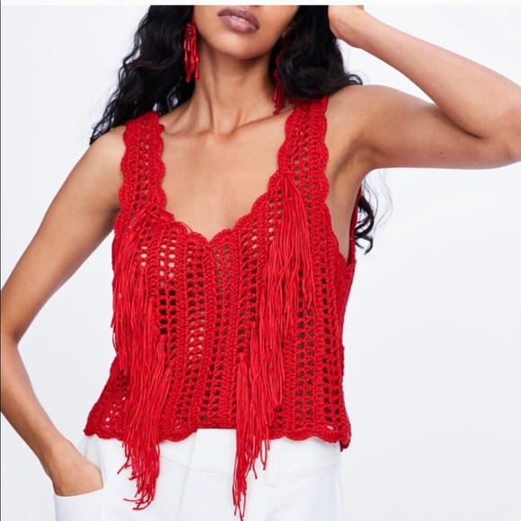 Zara Tops - ZARA Fringed Crocheted 🧶 Top